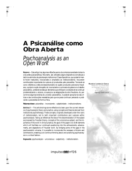 A Psican&aacute;lise como Obra Aberta Psychoanalysis as an