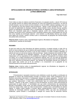 DIFICULDADES DE ORDEM EXTERNA E INTERNA &Agrave; (DES