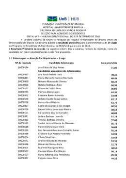 Edital n&deg;7 - Resultado provis&oacute;rio para o