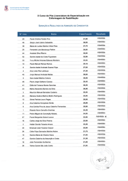 Seria&ccedil;&atilde;o e resultado de admiss&atilde;o de candidatos