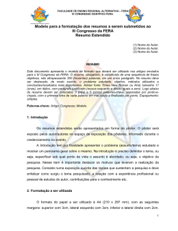 Modelo para a formatação dos resumos a serem submetidos