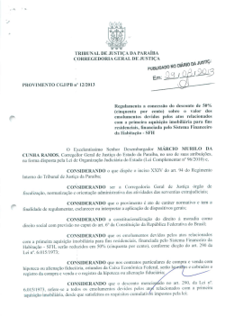 Provimento Nº 12-2013 - Tribunal de Justiça da Paraíba