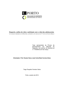 Desporto, estilos de vida e satisfação com a vida dos adolescentes