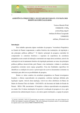 1 ASSIST&Ecirc;NCIA PSIQUI&Aacute;TRICA NO ESTADO DO PARAN&Aacute;: UM
