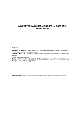 a import&acirc;ncia da regi&atilde;o norte na economia paranaense