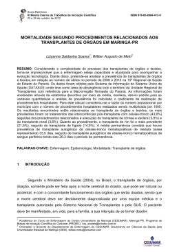 mortalidade segundo procedimentos relacionados aos