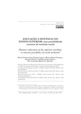 EDUCA&Ccedil;&Atilde;O A DIST&Acirc;NCIA NO ENSINO SUPERIOR: uma