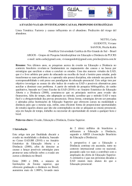 A EVASÃO NA EAD: INVESTIGANDO CAUSAS, PROPONDO