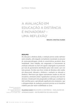 a avalia&ccedil;&atilde;o em educa&ccedil;&atilde;o a dist&acirc;ncia &eacute; inovadora?