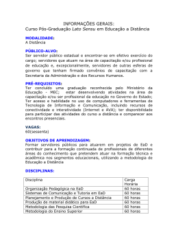 INFORMAÇÕES GERAIS: Curso Pós-Graduação