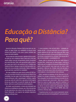 Educa&ccedil;&atilde;o a Dist&acirc;ncia? Para qu&ecirc;?
