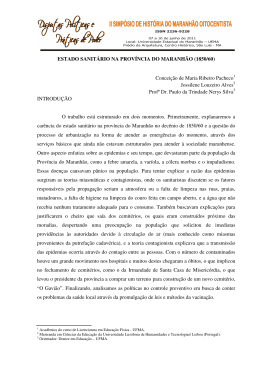 ESTADO SANITÁRIO NA PROVÍNCIA DO MARANHÃO (1850/60