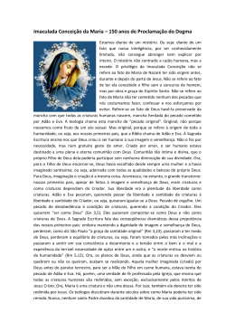 Imaculada Conceição da Maria – 150 anos de Proclamação do