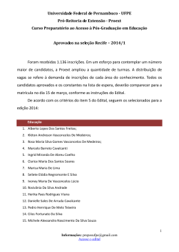 Clique aqui e confira a lista de aprovados na seleção Recife – 2014/1