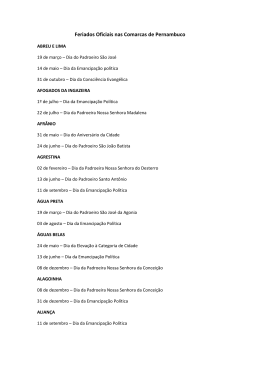 Feriados Oficiais nas Comarcas de Pernambuco