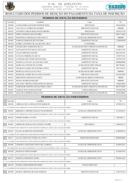 Resultado dos Pedidos de Isenção