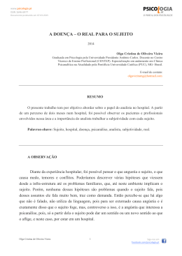 A DOEN&Ccedil;A &ndash; O REAL PARA O SUJEITO