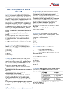 Exercícios com Gabarito de Biologia Reino Fungi