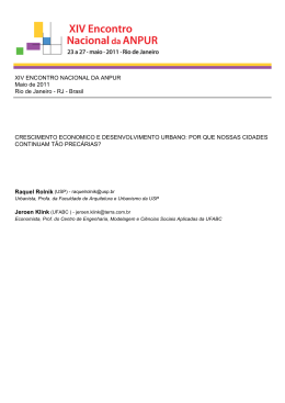XIV ENCONTRO NACIONAL DA ANPUR Maio de 2011 Rio de Janeiro