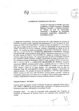 Acordo de Coopera&ccedil;&atilde;o T&eacute;cnica em prol da preserva&ccedil;&atilde;o