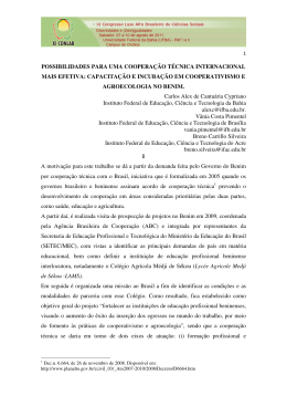 POSSIBILIDADES PARA UMA COOPERAÇÃO TÉCNICA