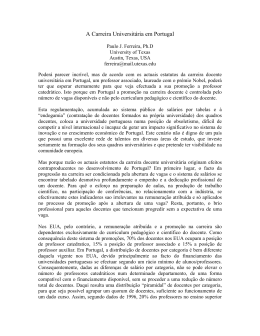 A Carreira Universit&aacute;ria em Portugal