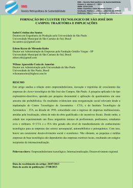forma&ccedil;&atilde;o do cluster tecnologico de s&atilde;o jos&eacute; dos