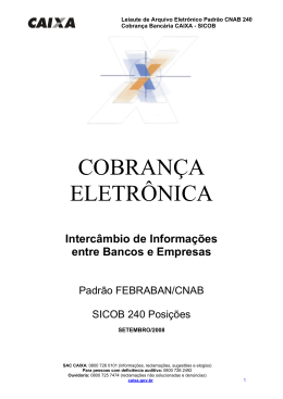 Padr&atilde;o FEBRABAN 240 Posi&ccedil;&otilde;es V6.0
