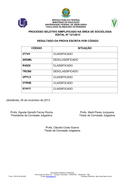 Resultado Prova Escrita - Universidade Federal de Uberlândia