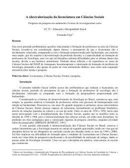 A (des)valorização da licenciatura em Ciências Sociais