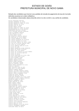 rela&ccedil;&atilde;o de candidados isentos deferidos