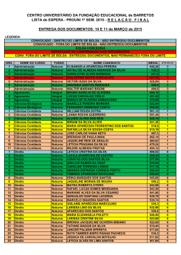 PROUNI 1&ordm; SEM. 2015 - RELA &Ccedil; &Atilde; OFINAL