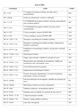 Invent&aacute;rio do Acervo