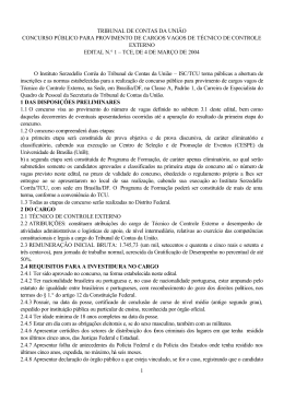 Edital de abertura e programa do concurso