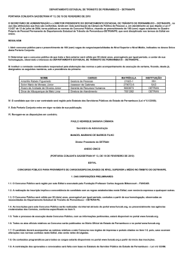 Portaria conjunta SAD-DETRAN 013 - Edital 19-02-2010 - Detran-PE