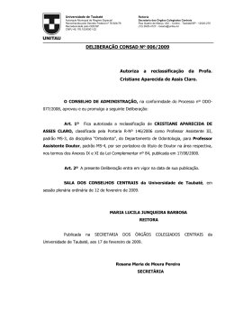 DELIBERAÇÃO CONSAD Nº 006/2009 Autoriza a