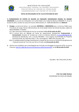 Edital de Divulgac&atilde;o CCS n&ordm; 50/2015 - Centro de Sele&ccedil;&atilde;o