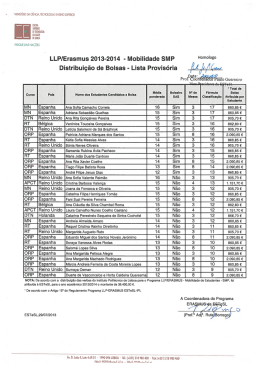 LLP/Erasmus 2013-2014 - Mobilidade de Estudantes para Estágios