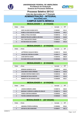LISTA DE APROVADOS - UFU 2013-2