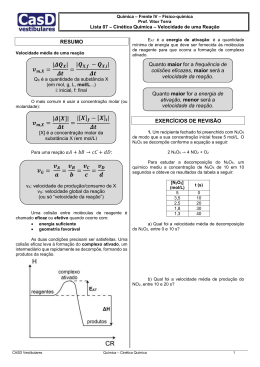 Lista 07 - Velocidade de uma Reação