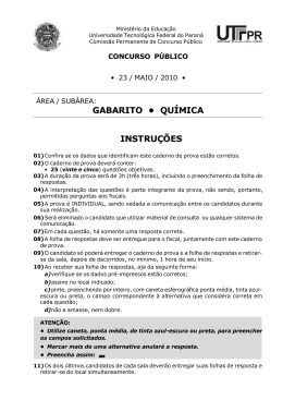 Prova e gabarito - Qu&iacute;mica