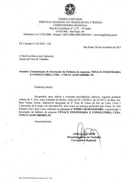 PODER JUDICIÁRIO - Tribunal Regional do Trabalho da 2ª Região