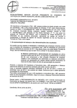 Recurso Administrativo &ndash; Empresa - C&acirc;mara Municipal de S&atilde;o Jos&eacute;