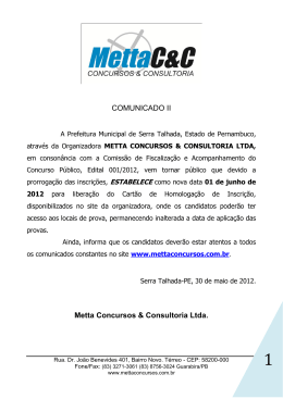 COMUNICADO II Metta Concursos & Consultoria Ltda.
