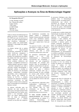 Aplica&ccedil;&otilde;es e Avan&ccedil;os na &Aacute;rea da Biotecnologia Vegetal