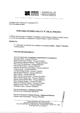Portaria n&ordm; 148/2015 do CCT, com o Resultado da