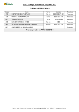 SESC - Est&aacute;gio Remunerado Programa 2016 CURSO