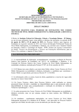 E  D  I  T  A  L N  &ordm; 94 /2013 PROCESSO SELETIVO
