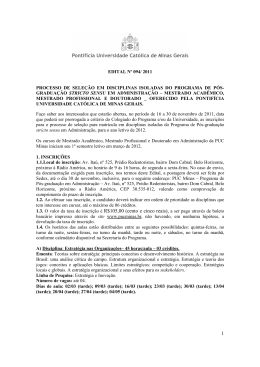 EDITAL N&ordm; 094/ 2011 PROCESSO DE SELE&Ccedil;&Atilde;O EM