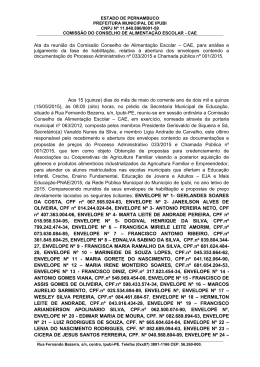 Chamada P&uacute;blica N&ordm; 001/2015